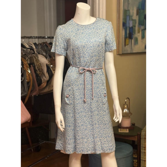 Vintage Korell Knits Dress Size SH Blue White - Picture 1 of 8